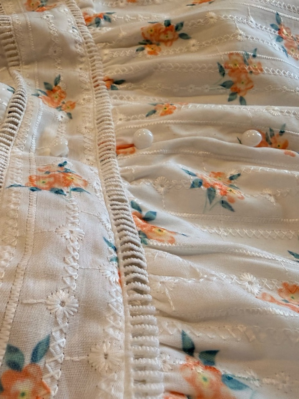BEAUTIFUL!!  Simplee Cream Floral Maxi Sundress w/Embroidered Detail 100% Cotton - Picture 6 of 7